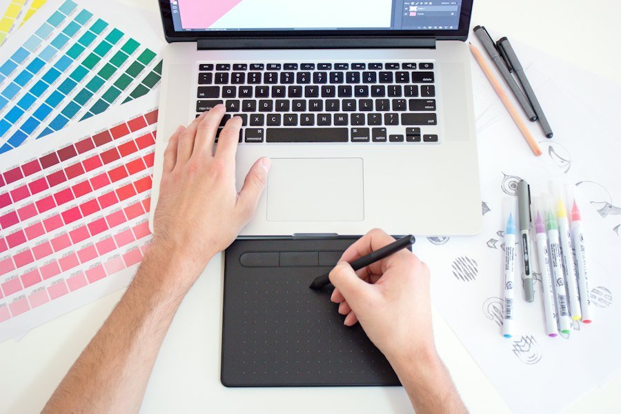 Web designer creating a website UI design