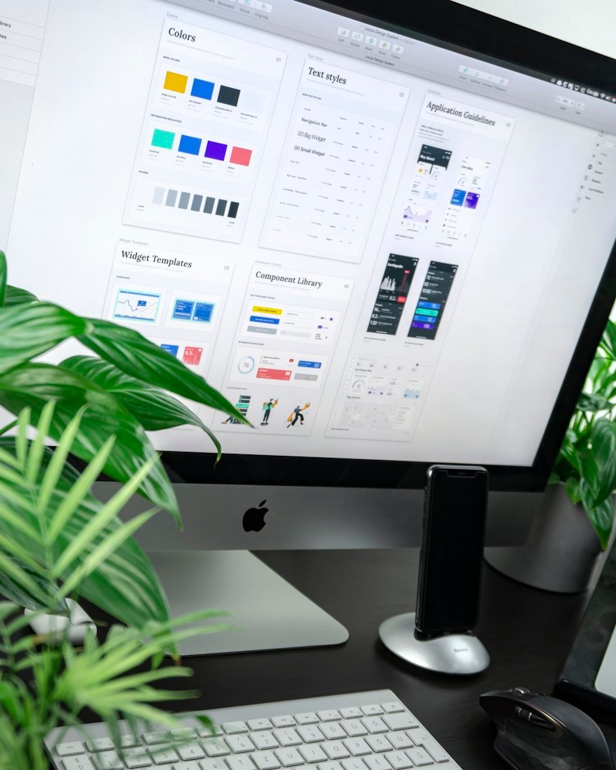 Website design system on a computer screen