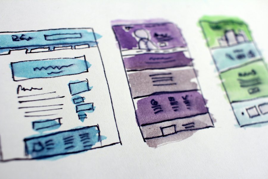 Website layout wireframe sketches